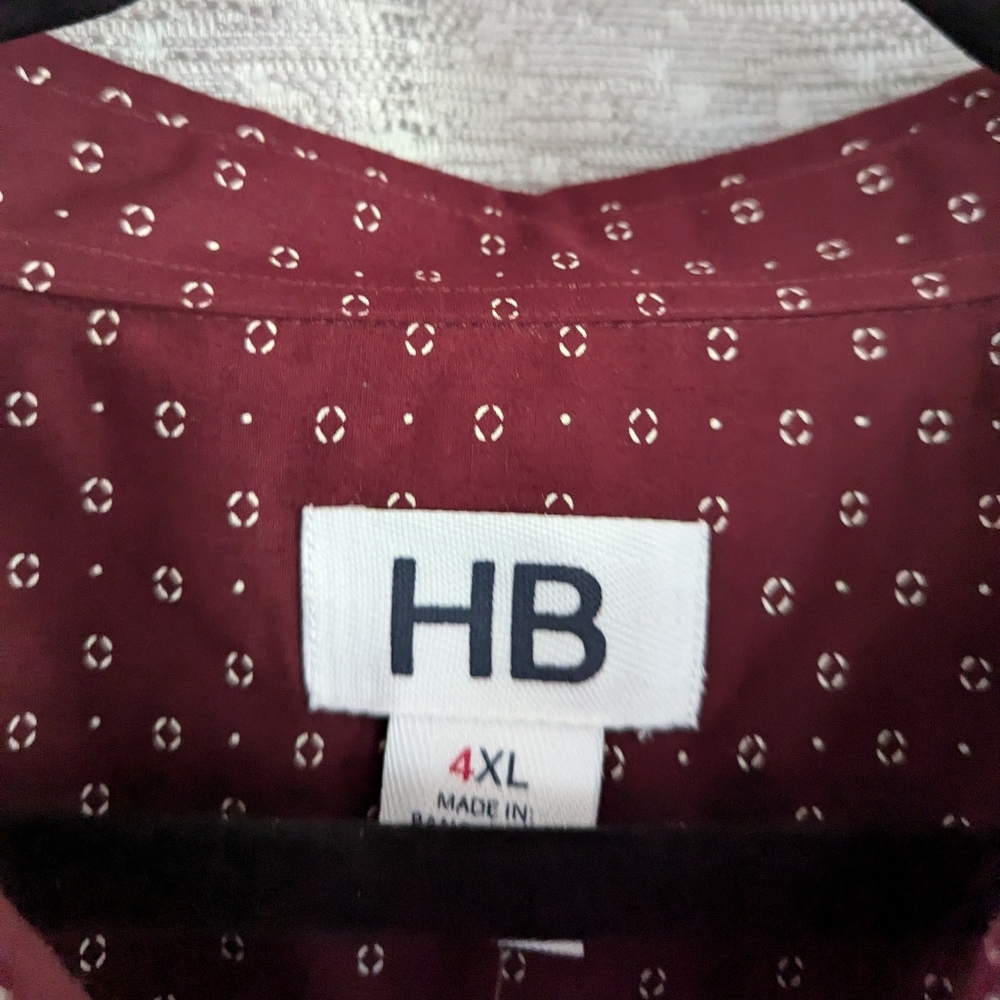 DXL HB Men's Dress Shirt Maroon (4XL) - Picture 6 of 7
